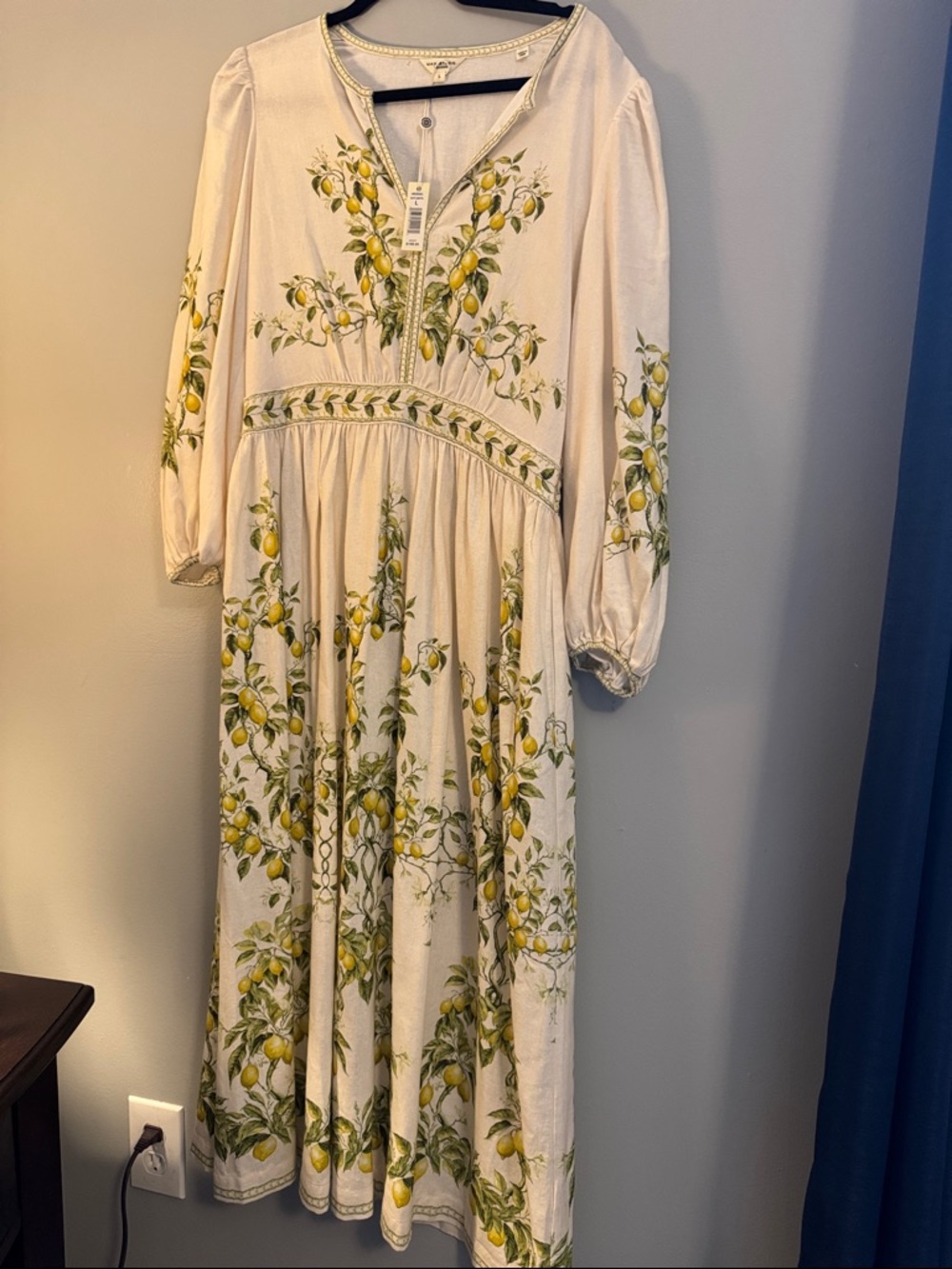 Boho Lemon Print Maxi Dress - Cream/Yellow